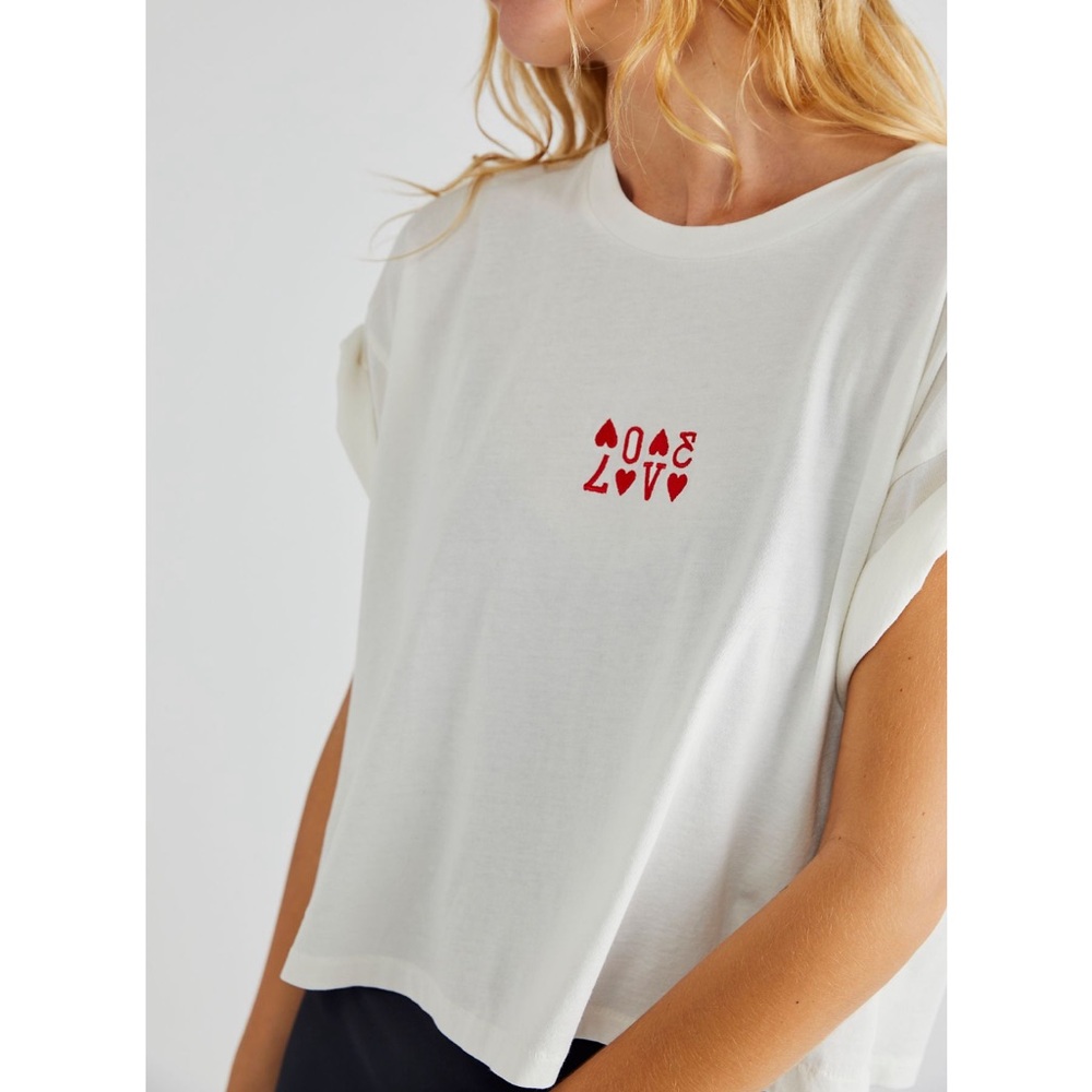 Free People Embroidered Love Heart Boxy Crop